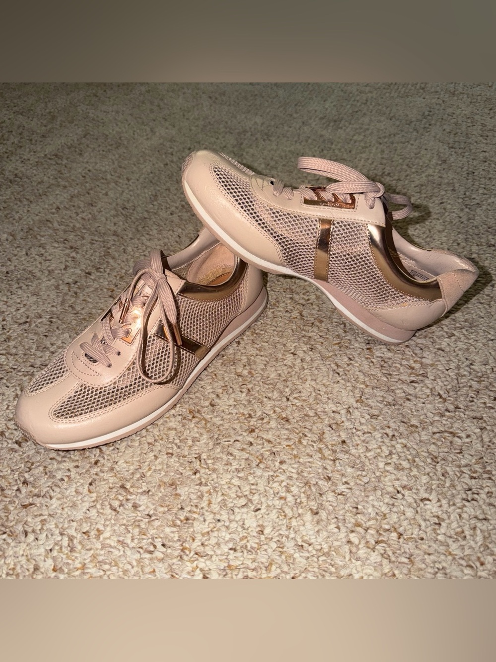 Michael Kors Pale Pink Rose Gold Mesh Sneakers 8.5